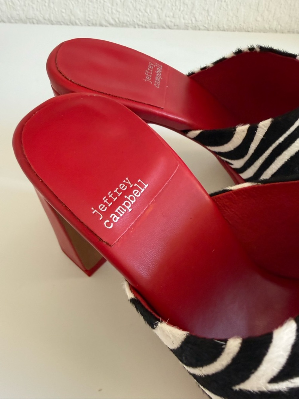 Jeffrey Campbell Red Mules with Black-and-White Zebra Strap | Size 9 | NWOT - Picture 4 of 13
